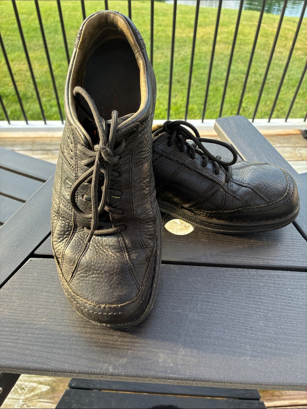 Merrell Men's Black Leather Lace-Up Derby Shoes World Series Oxfords